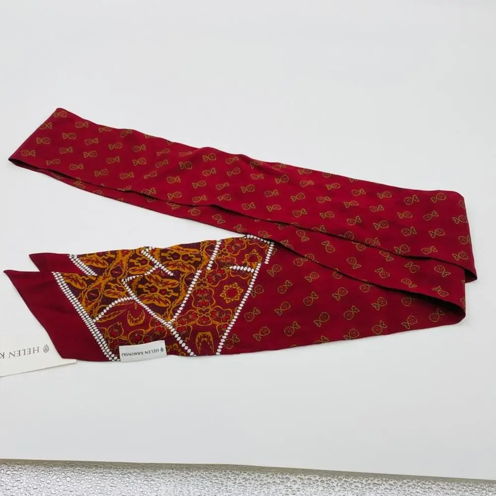 NEW Helen Kamenski Janis Silk De Chine Long Scarf In Sumac Mix Academia Dainty